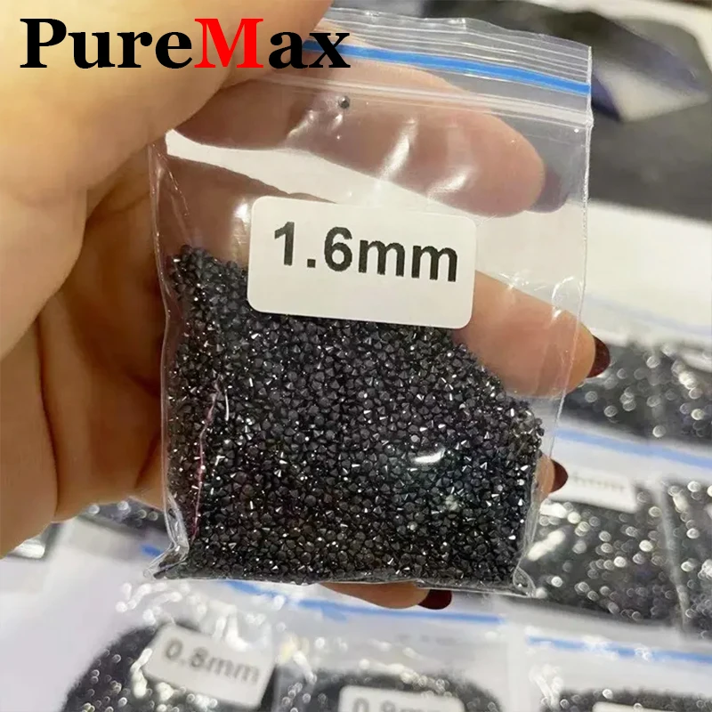 [Corte a mano] Venta al por mayor de fábrica 0,7mm-30ct piedra moissanita suelta negra tamaño pequeño 1CT piedra de diamante moissanita negra con GRA
