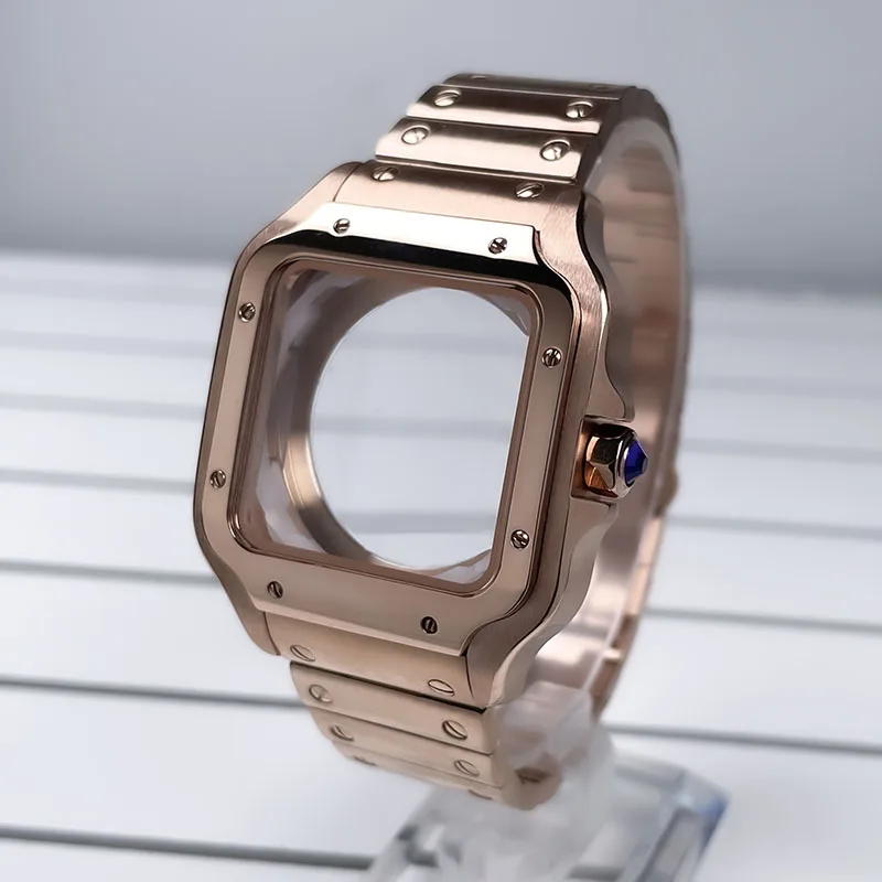 38mm NH35 Vierkante Kast Zwart Goud Roestvrij Staal Modificatie Onderdelen Voor SKX Mod Accessoires Fit Santo Case NH35 NH36 Beweging