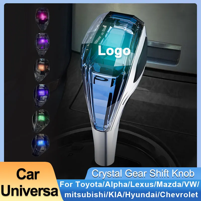 Car Universal Crystal Handle Gear Shift Knob with LED Light Interior Accessories