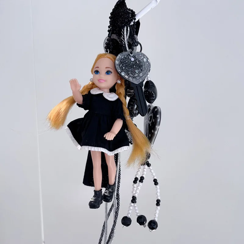 

Handmade Cute Face Princess Doll Keychain Pendant Fashion Small Fragrant Wind Dress Bead Chain Accessories Bag Decor Cute Gift