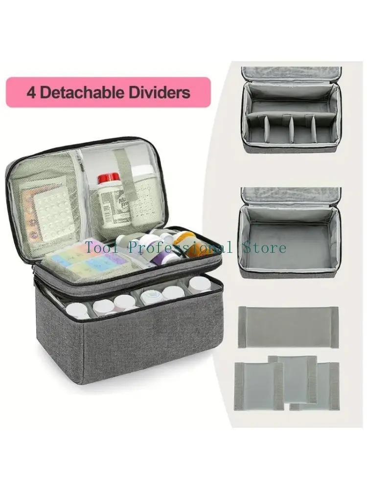 57QF Portable Clinical Storage Bag Waterproof Strong Layered Compartments Elastic Pockets for Home Use Scratch Resistant