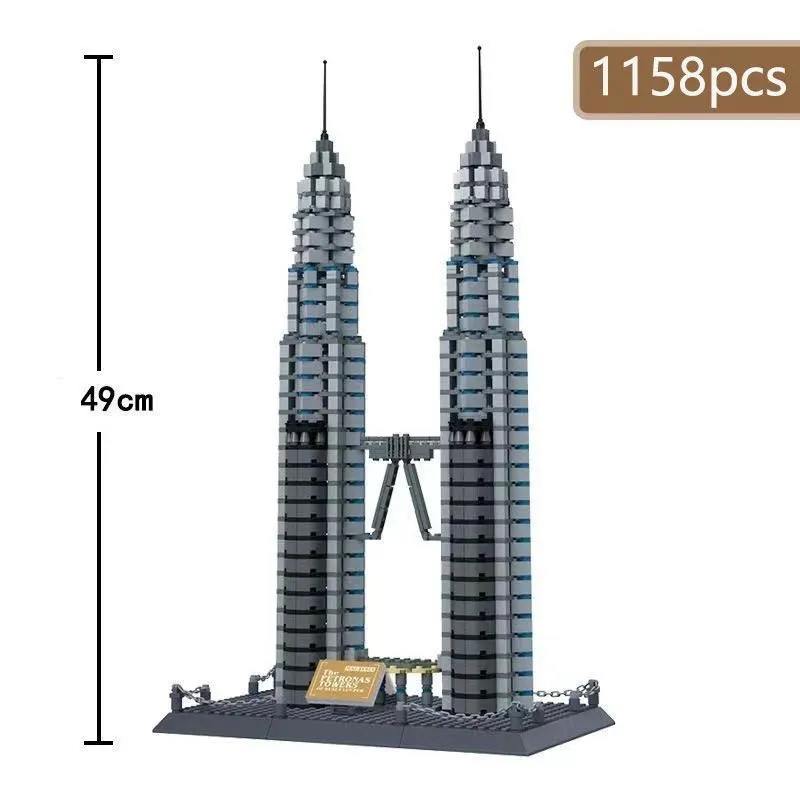 1158Pcs Kuala Lumpur Petronas Twin Towers Building Blocks Model Kids DIY World Architecture Bricks Building Toys Gifts for Adult view 2