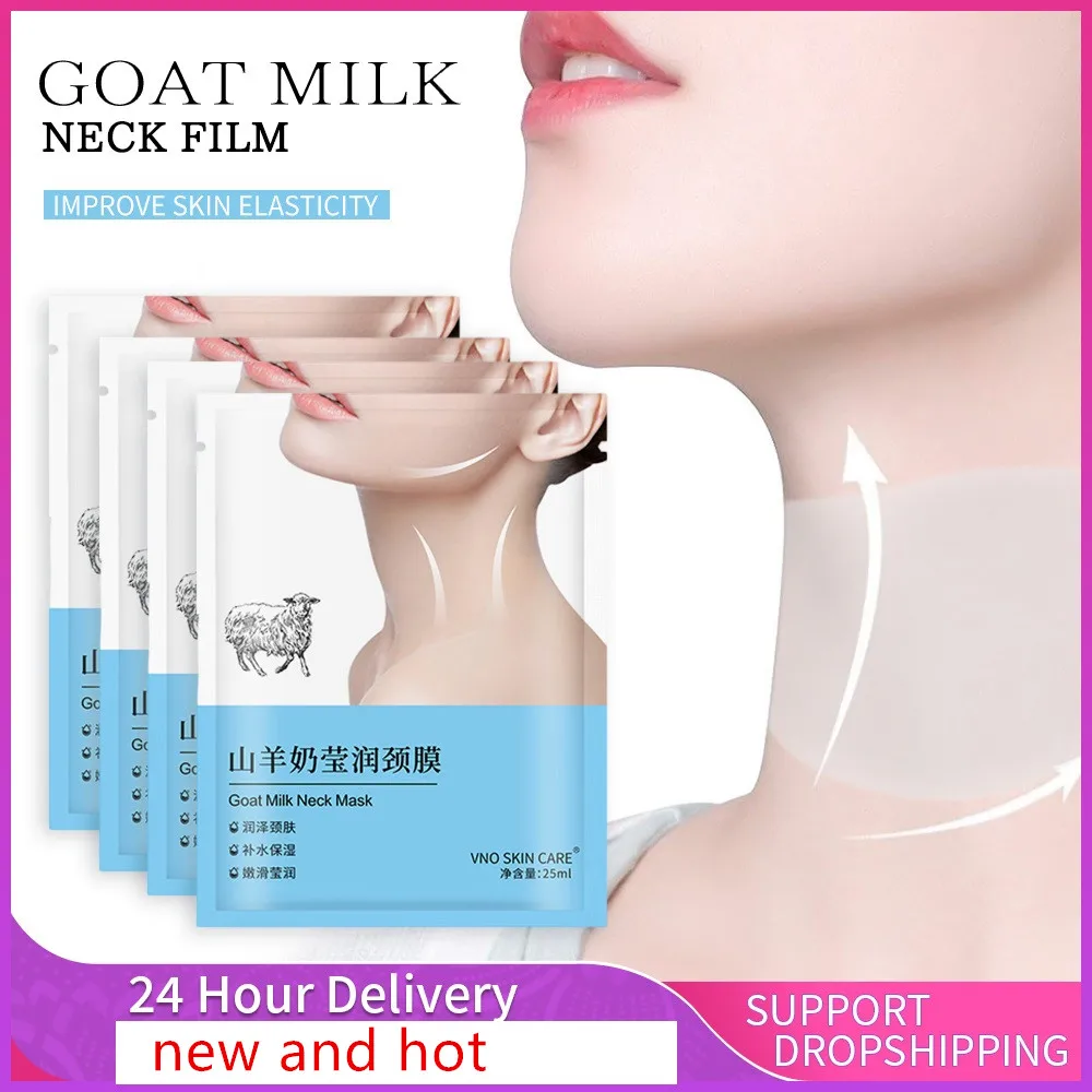 

5Pcs Goat Milk Hexapeptide Neck Mask Anti-Wrinkle Whitening Collagen Firming Anti-aging Mask Beauty Moisturizing Neck Skin Care