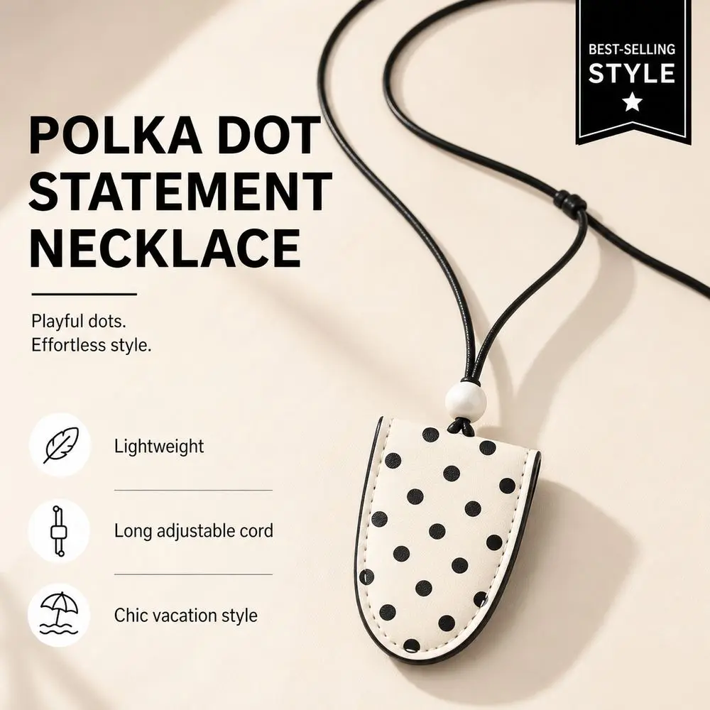 New Decorative Eyeglasses Storage Bag Pendant Leather Durable Sunglasses Clip Dot Print Storage Hanging Rope Hanging Neck Pouch