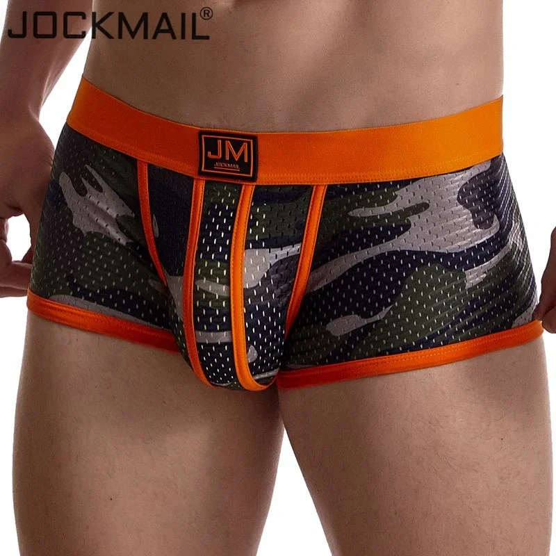 JOCKMAIL boxer männer unterwäsche männer camouflage mesh unterwäsche boxershorts männer Atmungs homosexuell sexy unterwäsche calzoncillos hombre