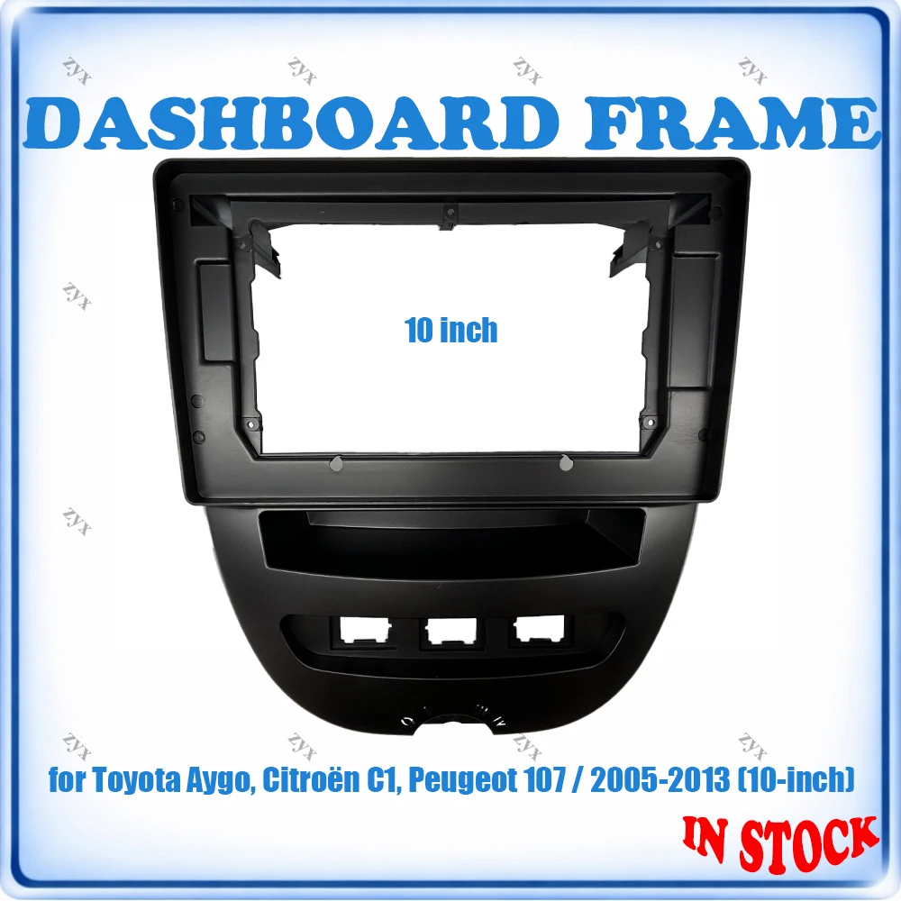 

Рамка для автомагнитолы для Toyota Aygo, Citroen C1, Peugeot 107 2005-2013, 10 дюймов, с проводкой, Plug & Play, без резки