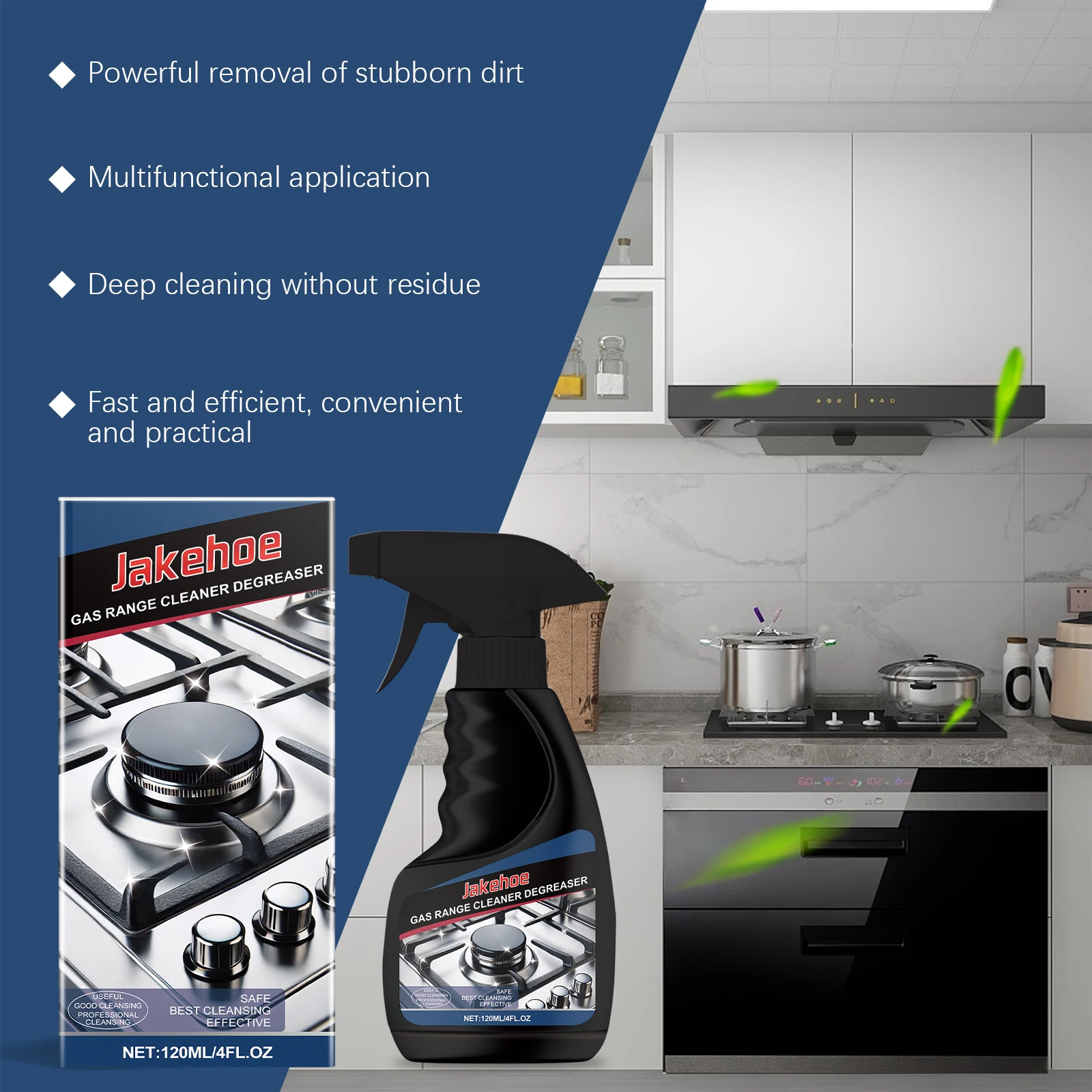 Gas Stove Cleaner - Gas Stove Multifunctional Degreasing Cleaning Agent Cooktop Bright Clean as New, Heavy Duty Kitchen Degreaser Spray for Gas Range, Oven, Burner Grate, Drip Pan, Cookware Grease Grime Limescale Remover, Multi-Surface Cooktop Cleaner