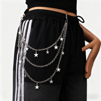 Fashion Punk Pentagram Pendant Denim Waist Chain Trouser Chain - Unique Stylish Accessory for Casual Wear