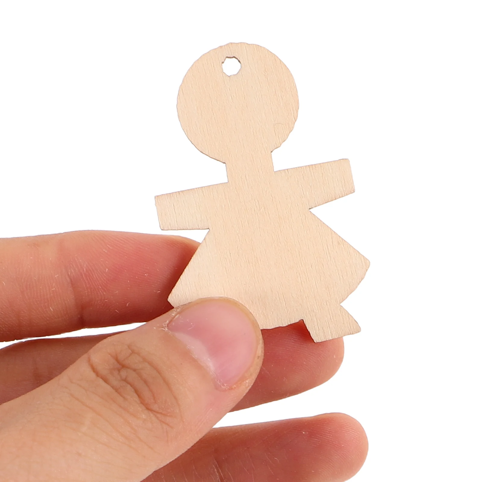 

100 PCS Handmade Stickers for Hanging Decorations DIY Crafts Blank Wood Female Slices Wooden People Cutouts