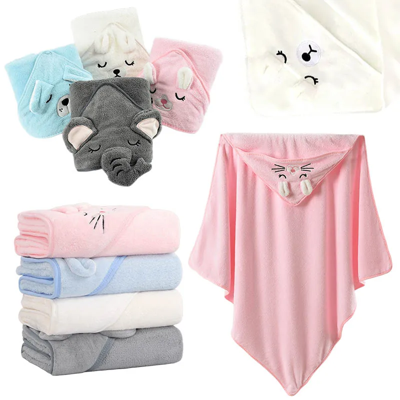 

1PC 80x80cm Size Baby Wraping Blanket Towel White Grey Blue Pink Available Absorbent Warm Blanket Bathrobe Infant Bath Towel ZYF