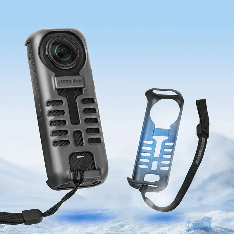 Carcasa protectora de Control de temperatura para Insta360 X4, carcasa de grafeno, marco anticaída con cordón, accesorios para cámara panorámica