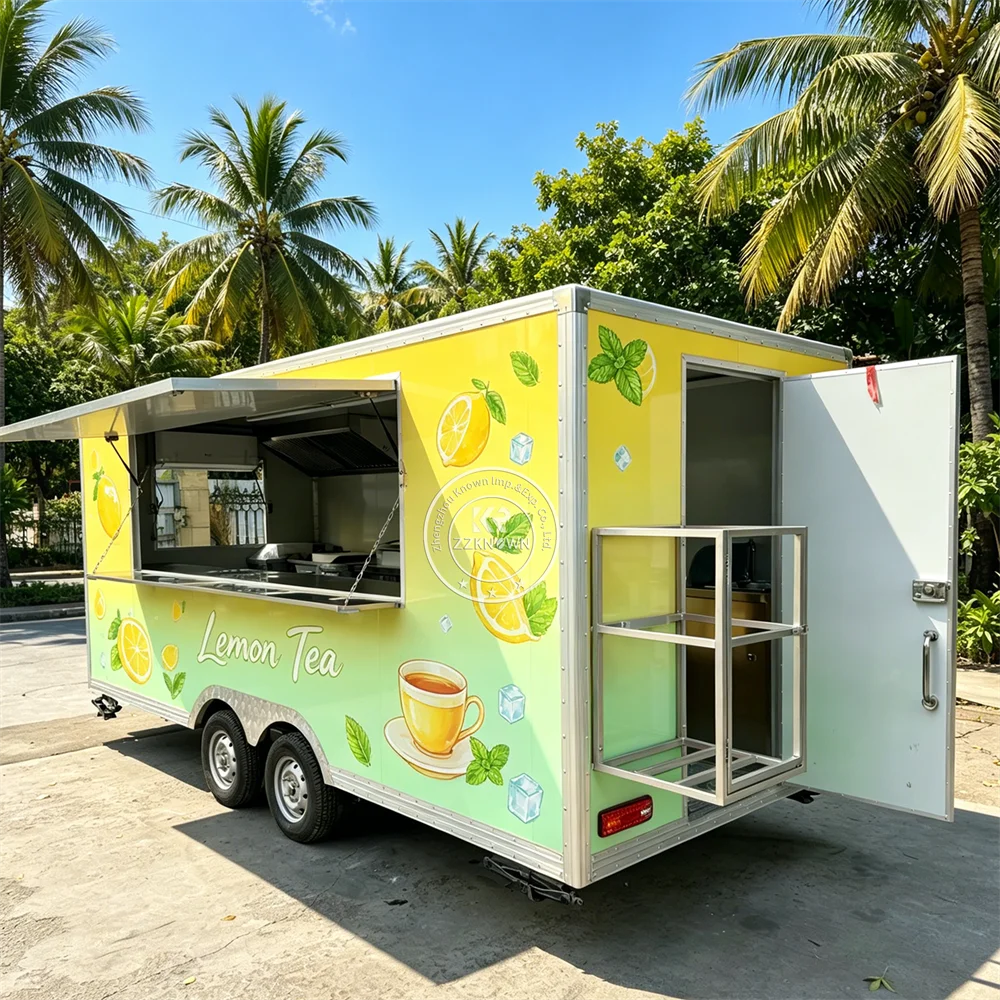 

Fully Equipped Coffee Ice Cream Cart Mobile Food Trailer Street Concession Dessert Snack Fast Food Truck With Full Kitchen
