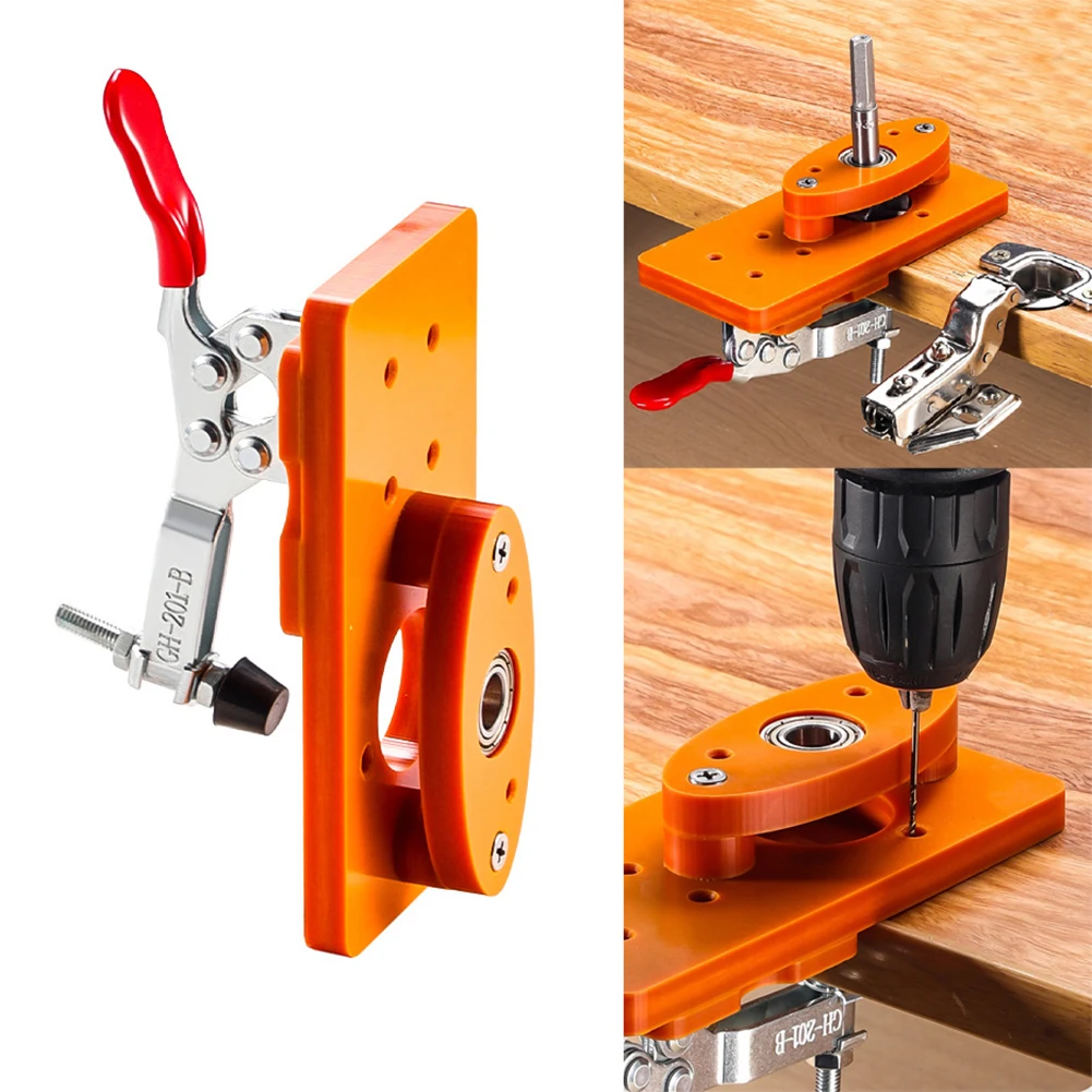 Cabinet Hinge Boring Hole Drill Guide Jig With Fixture Punch Locator For 35mm Woodworking Door Template Bakelite Tool