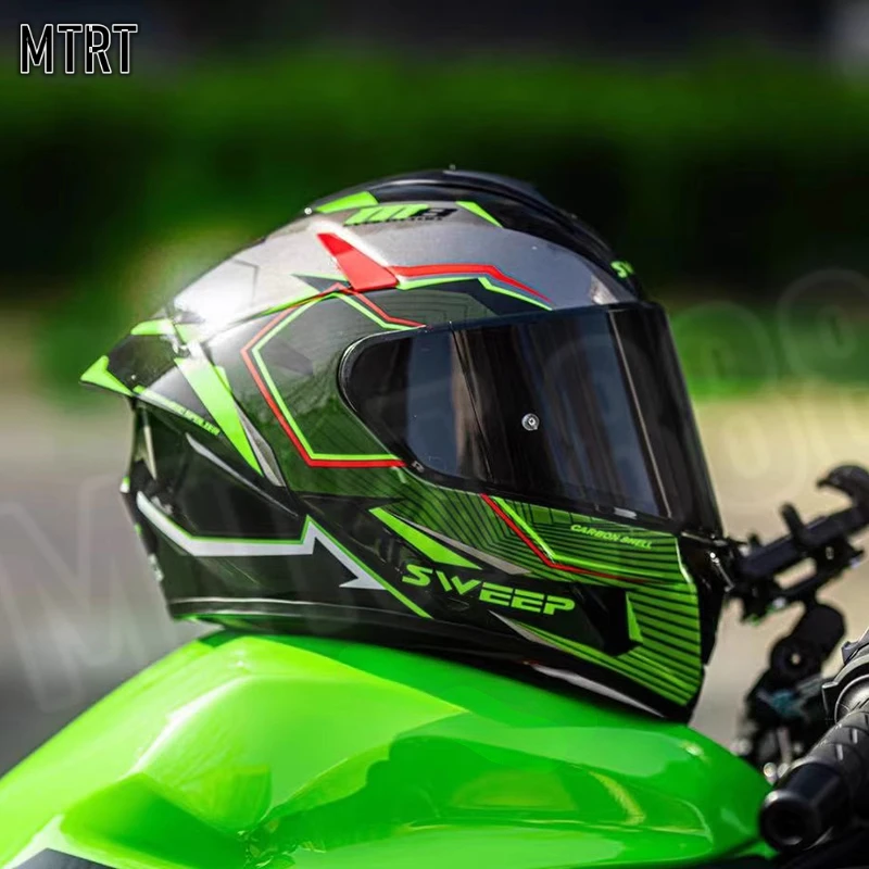 

SWEEP Full-face Helmet M83K Carbon Fiber Motorcycle Motorcycle Helmet Anti-fog Ultra-light Men and Women Fiberglass Tail Wing
