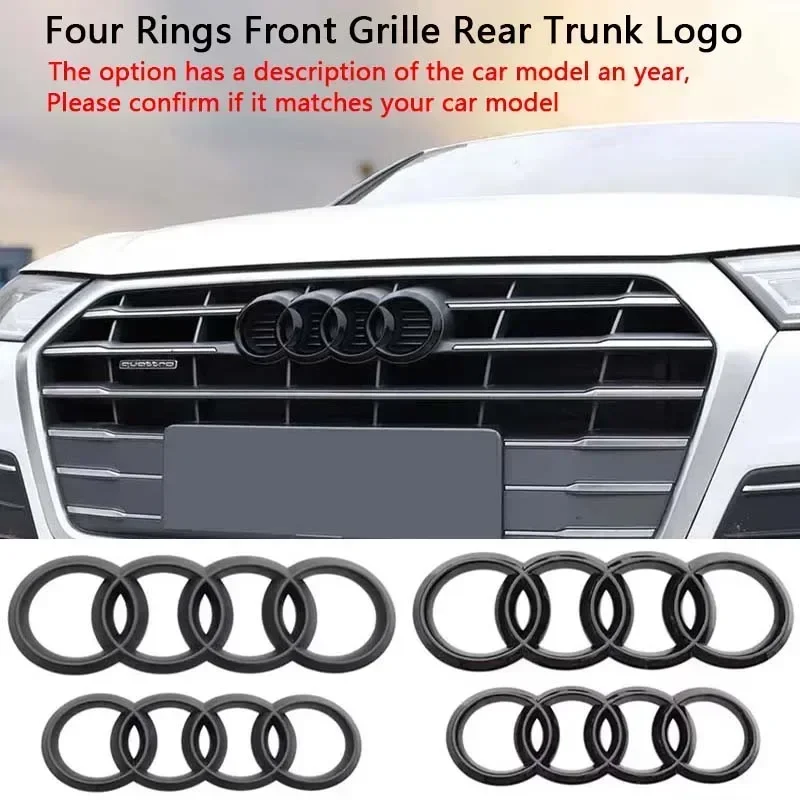 

Audi Audi Car Logo Badge Car Front Grille Rear Trunk 4Ring Emblem Decal For Audi A3 A4 B8 8P A6 C7 A5 Q5 B7 B9 B6 SLINE Sticker