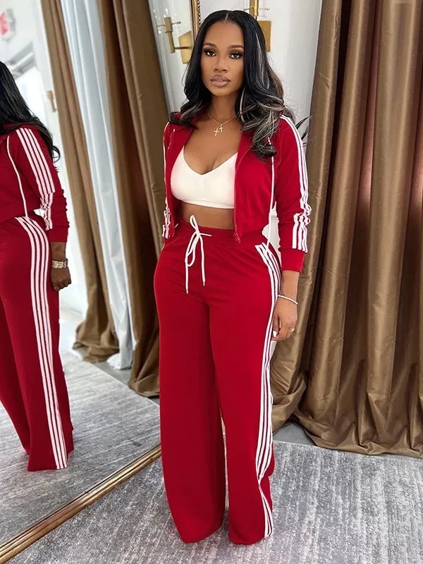 

Women's Cardigan Straight Leg Pants Set Contrast Color Sexy Sle mid Low Waist PVC Casual Pants Faionable Women's Outfit