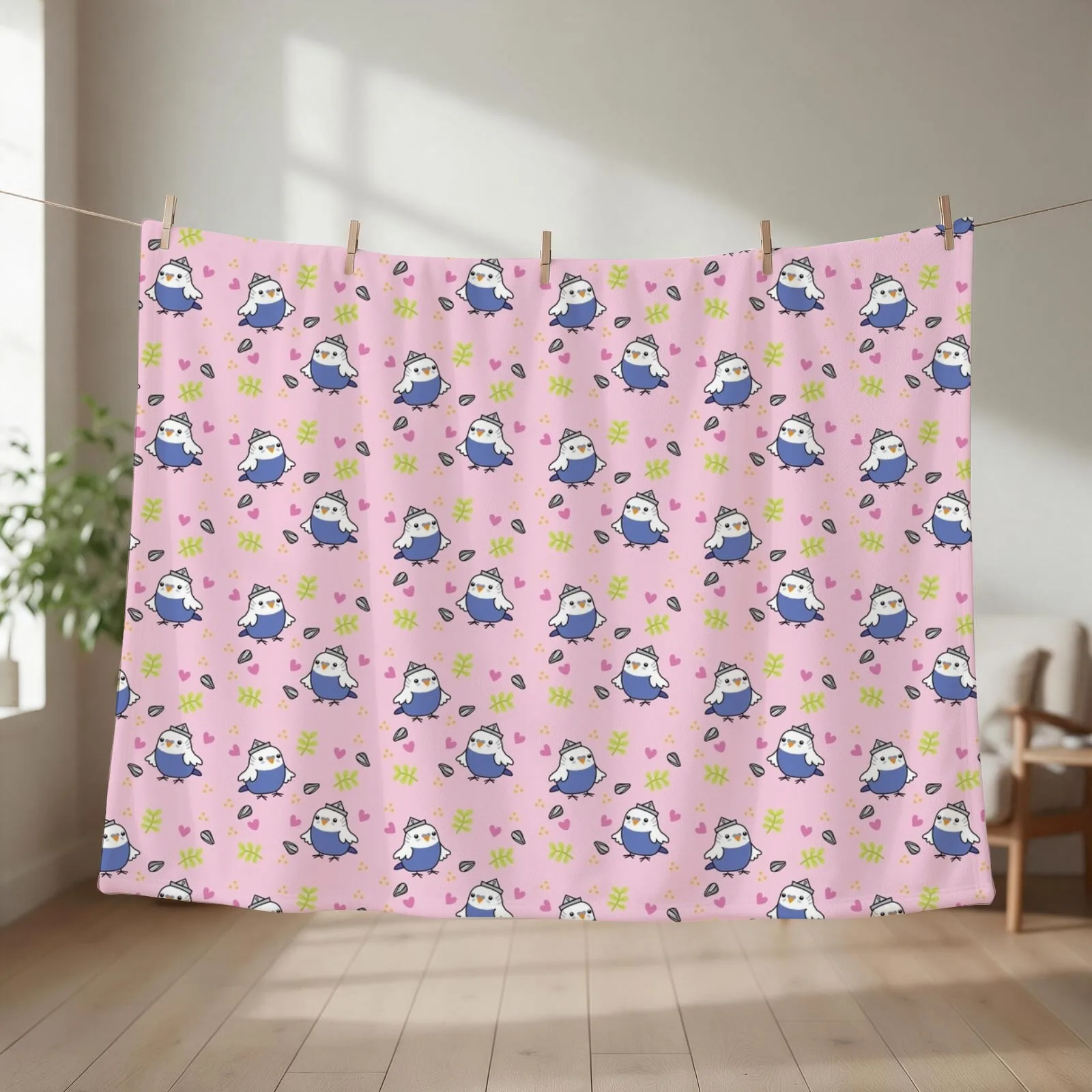 Cute Blue Budgie - Pink Throw Blanket Luxury Thicken Decorative Sofa Cute Cute Plaid Blankets