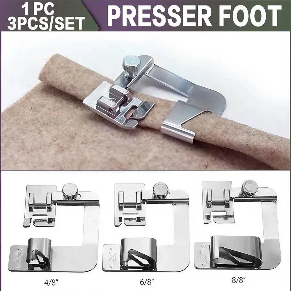 1pc/3pcs 13/19/25mm Home Sewing Machine Presser Foot Hemming Sewing Accessories Supplies Beginners Handicraft Sewing