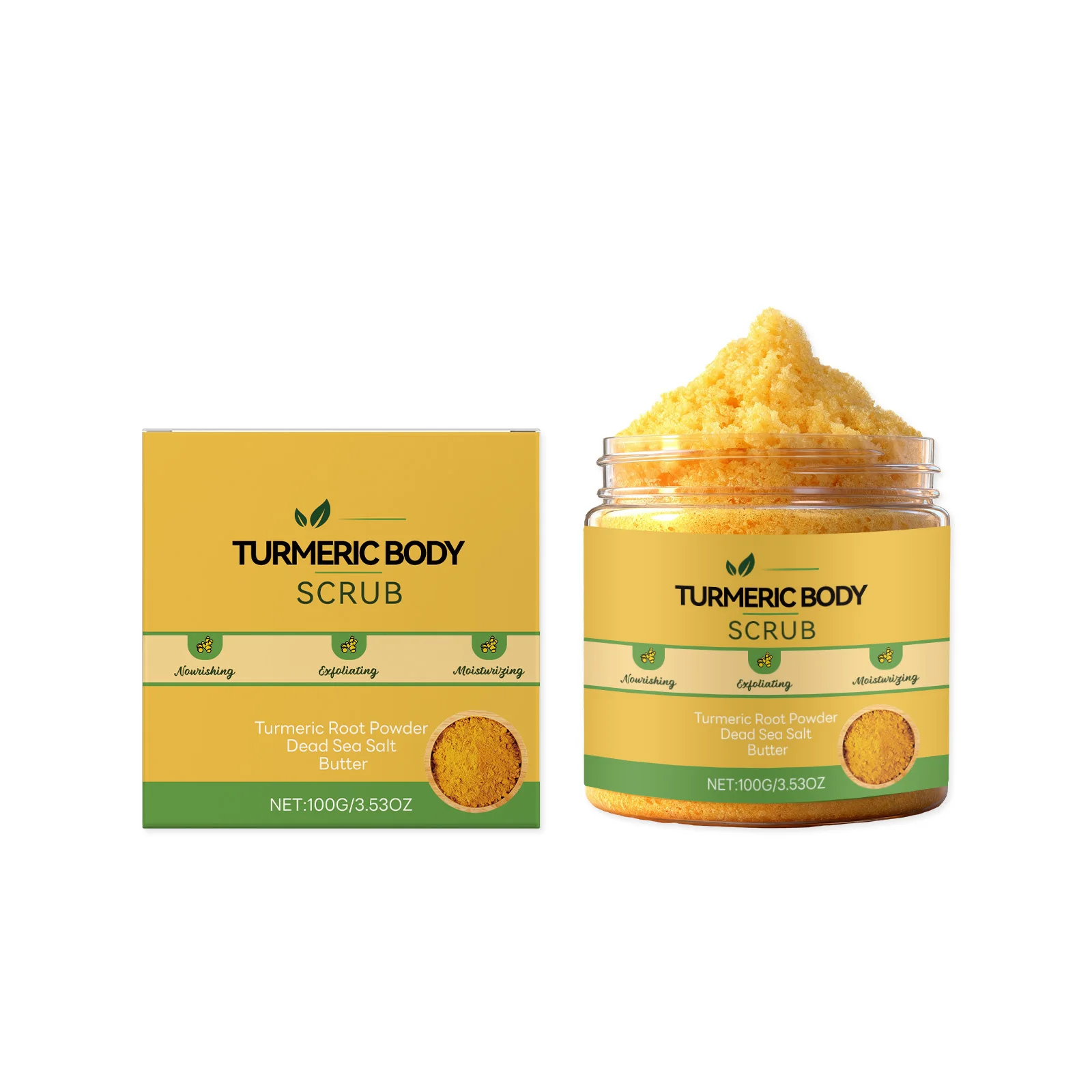 Turmeric Body Scrub Exfoliating Body Care Dead Skin Remover Deep Hydration Handmade Natural Sea Salt Lightening Body Scrub 100g
