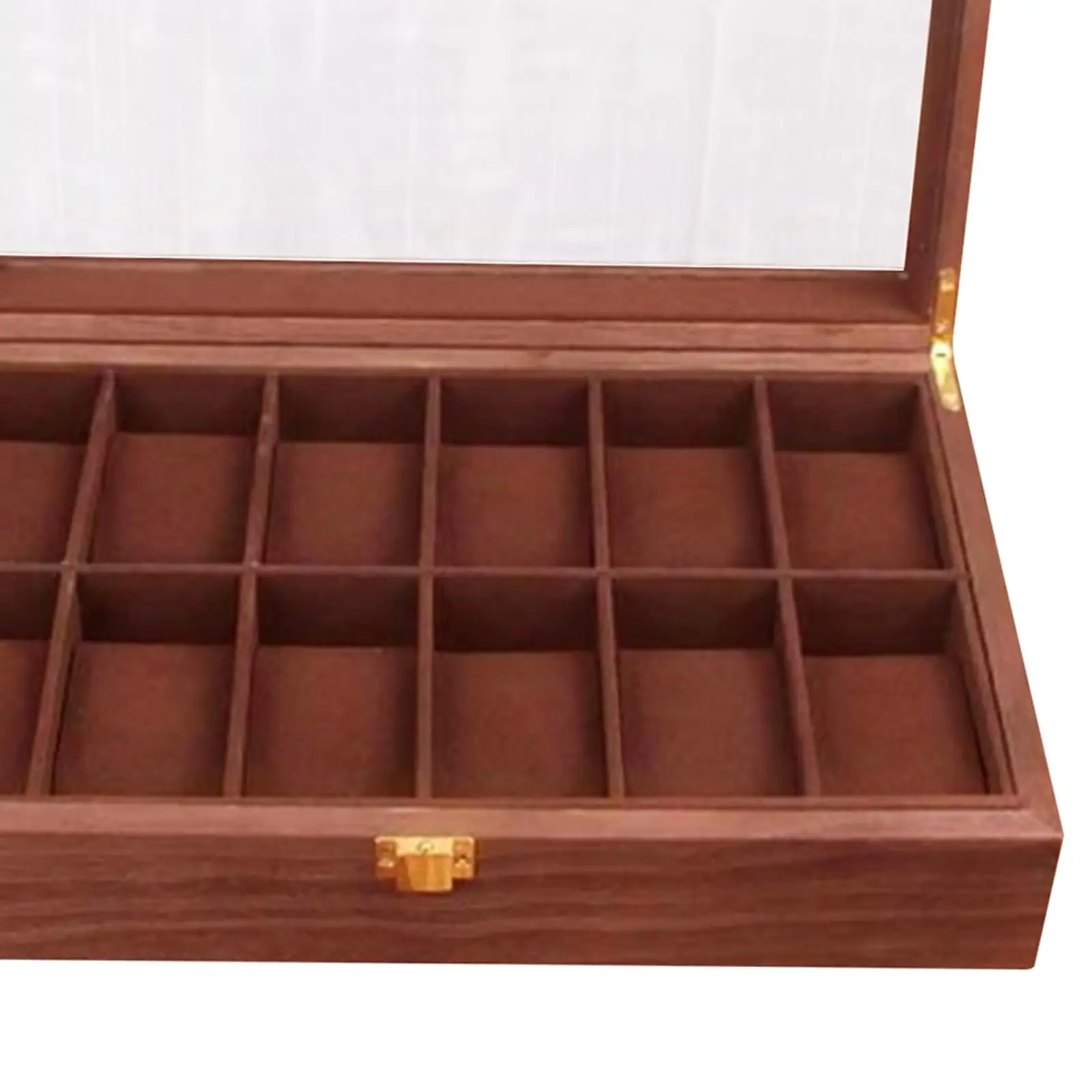 Walnut Wood Watch Display Organizer Decorative Storage Case with Glass Cover for Watches Jewelry and Keepsake Arrangement