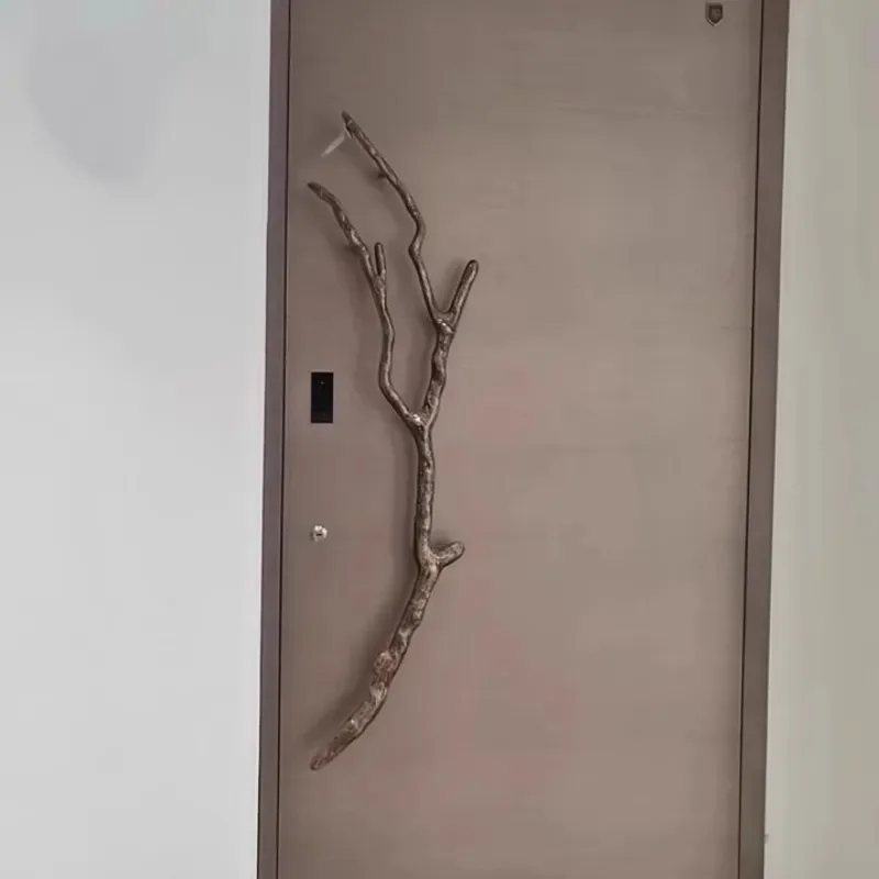 Luxury Titanium Gold Branch Door Handle Frameless Glass Hardware Unique Tree Shape Pull for Modern Home Decor High End Custom