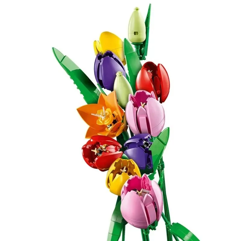 Neues Produkt Tulpenstrauß-Dekoration Weihnachts- und Geburtstagsgeschenk DIY Heimdekoration Geschenk zum Zusammenbauen von Bausteinen – Detail 2