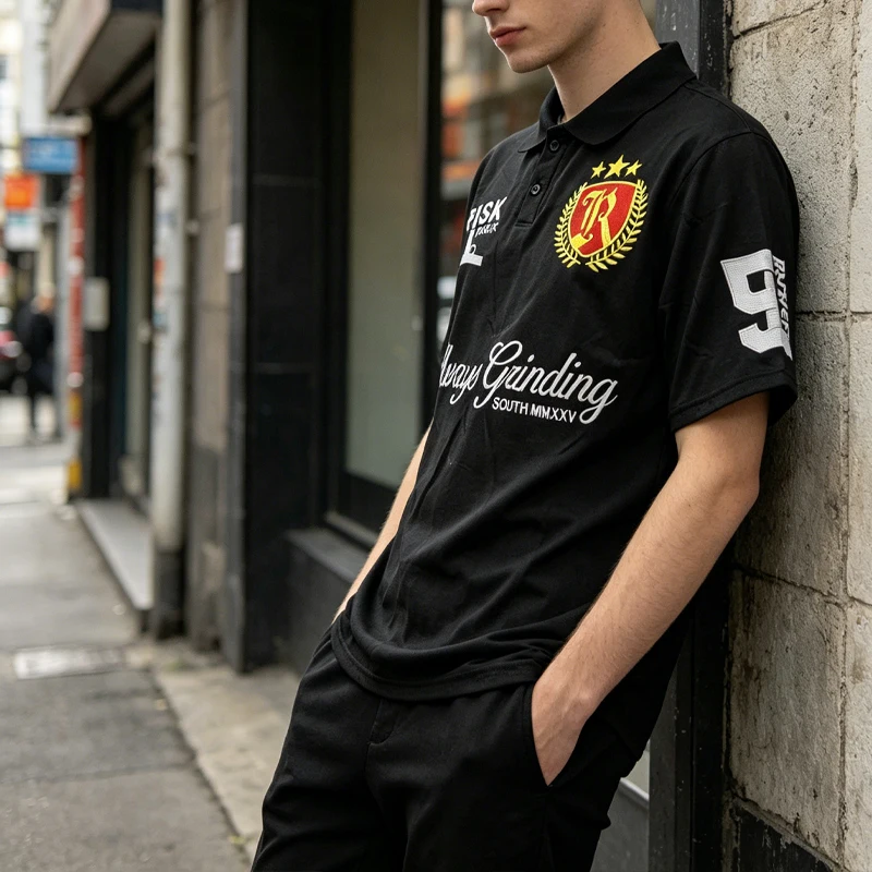 

Y2K Polo Shirt Print Hip Hop Casual Fashionable Polo Shirt Premium Cotton Short-sleeved Style Casual Suitable for City Wear