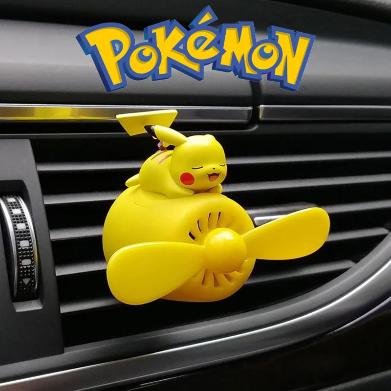 

Pokemon Car Air Outlet Fragrance Decoration Anime Pikachu Cartoon Rotating Propeller Aromatherapy Fan Removable Accessories Gift