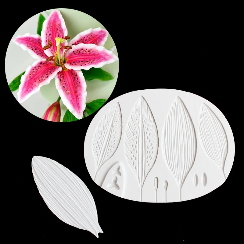 Flower Lily Bud Leaf Rose Lotus Maple Anemone Leaf Silicone Mold Fondant Chocolate Cake Decorating Mould For Kitchen Baking Tool