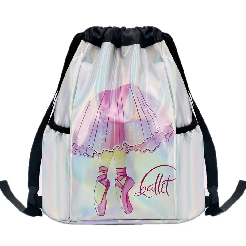 Girls Laser Shiny Ballet Dance Bags Kids Training Shoulder Gym Backpack Child Pocket Handbag For Dancing Ballerina Package