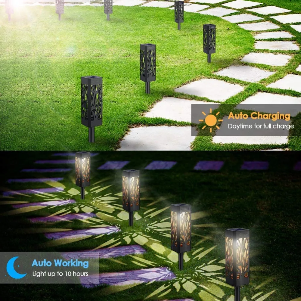 

Leaf hollowing solar lawn lights Outdoor Waterproof Warm Light Garden Decoration Lamp For Walkway Path Villa Yard Driveway