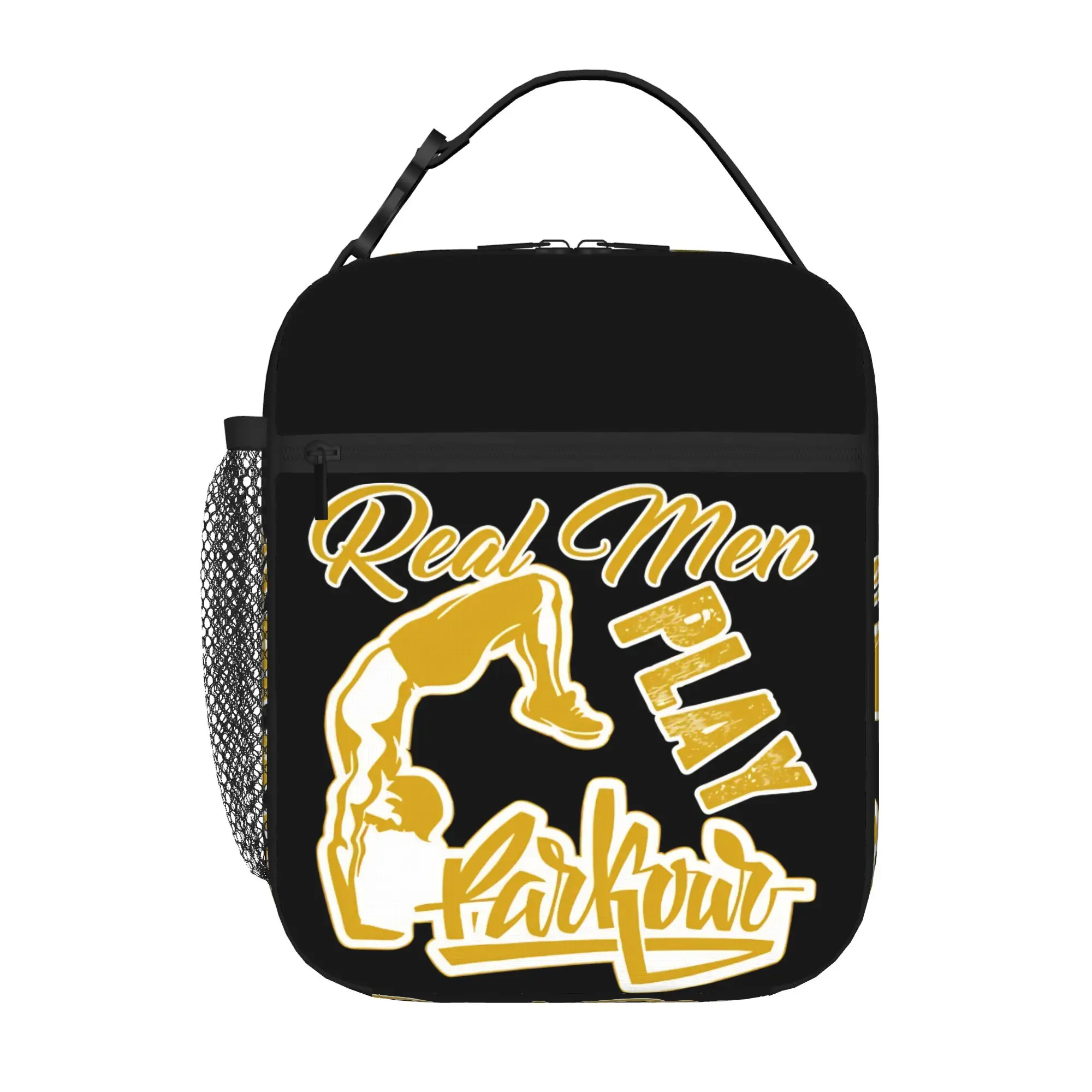 Back to school season Parkour Portable Food Pouch Real Men Play Parkour Washable Cool Multi-Function Lightweight Lunch Bag