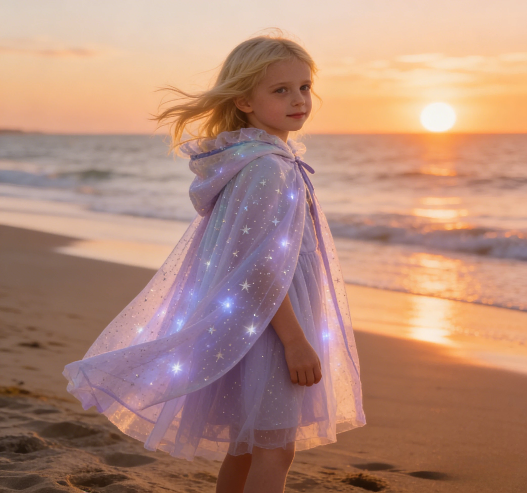 Kids LED Luminous Hooded Cloak Shiny Colorful Shawl Light Up Cape,Christmas Halloween Cosplay Party New Year Festival Dress Up