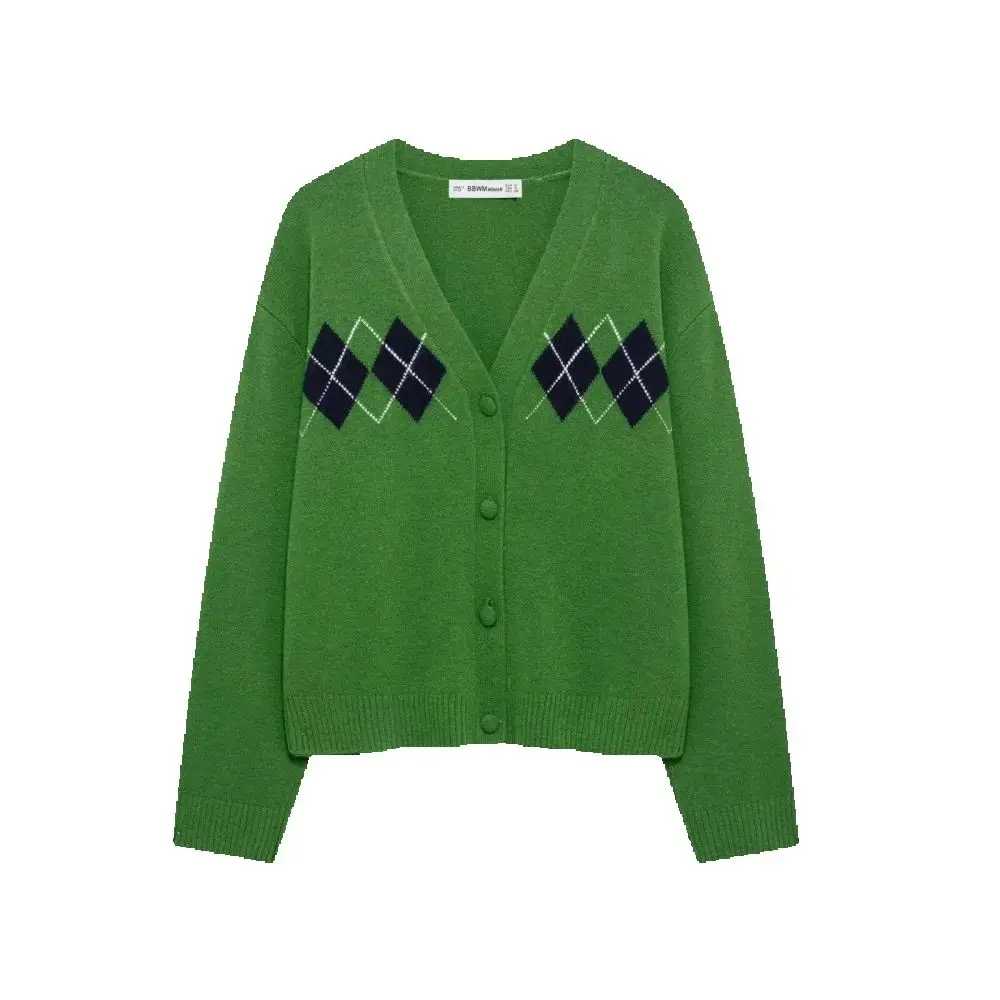 

Женский свободный топ в стиле ретро с v-образным вырезом и длинными рукавами на пуговицах, осень/зима, новый стиль, вязаное пальто