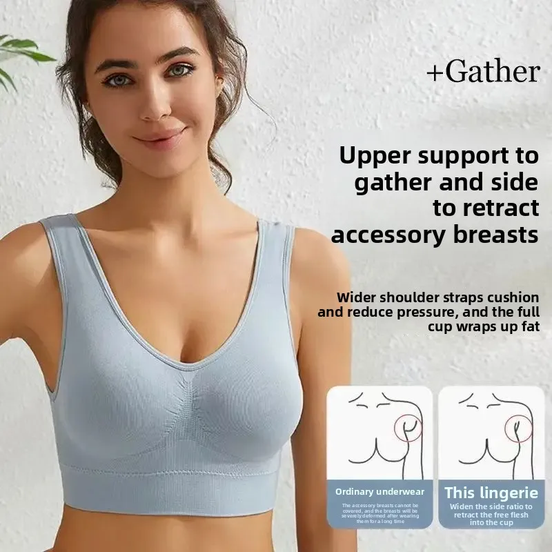 Sportovní podprsenka pro ženy, velká velikost, bez kostic, sexy, nařasená, na záda, vesta na jógu, fitness, běhání, spodní prádlo na jógu - náhled 2
