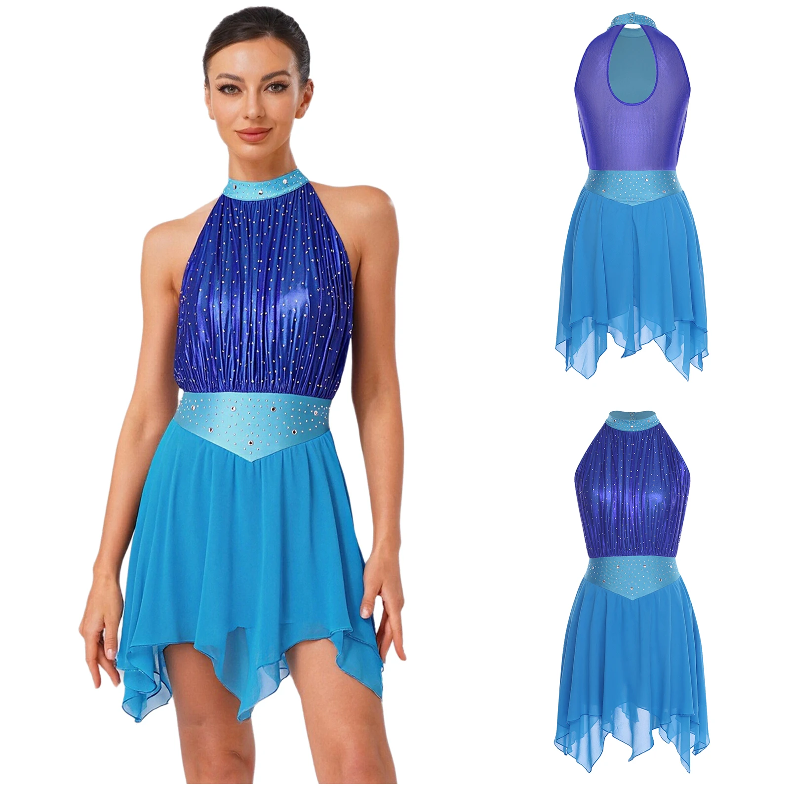 

Women Adult Fashion Modern Dance Metallic Dress Sleeveless Lyrical Modern Ballroom Waltz Stage Dance Performance Outfits