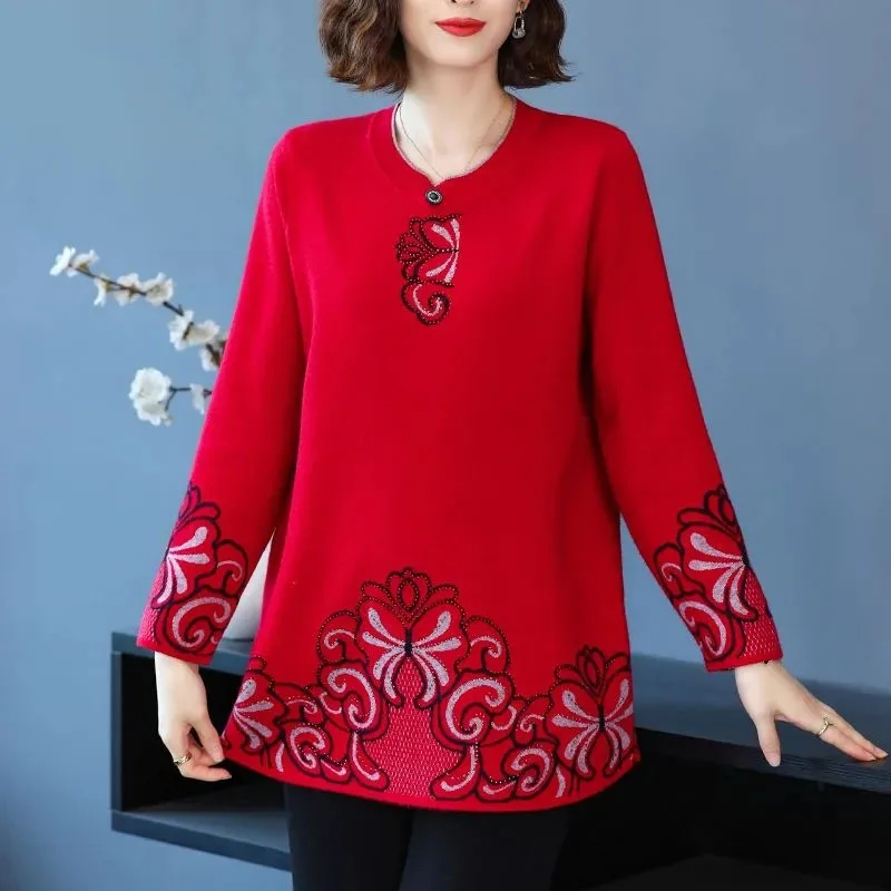 

Korean Women Round Neck Pullover Knitwear Female Casual Jacquard Knitting Coat Autumn Ladies Fashion Large Size 5XL Sweater Top