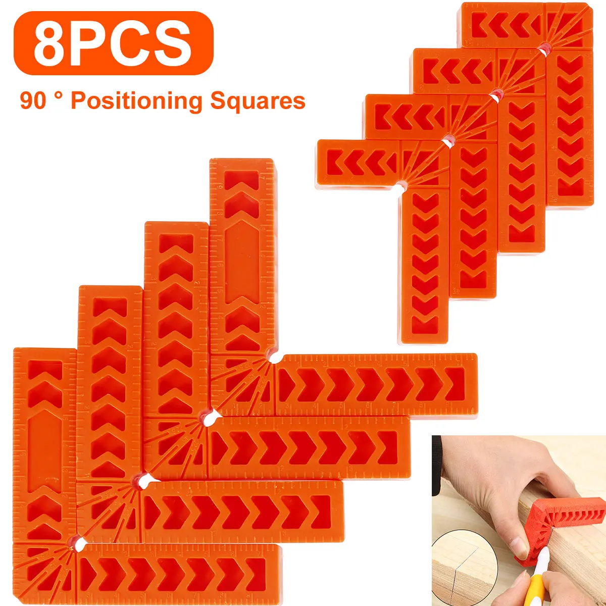 8Pcs 90 Degree Positioning Squares 4/3Inch Right Angle Clamps L-Type Fixing Clip Woodworking Durable Corner Clamping Square Tool