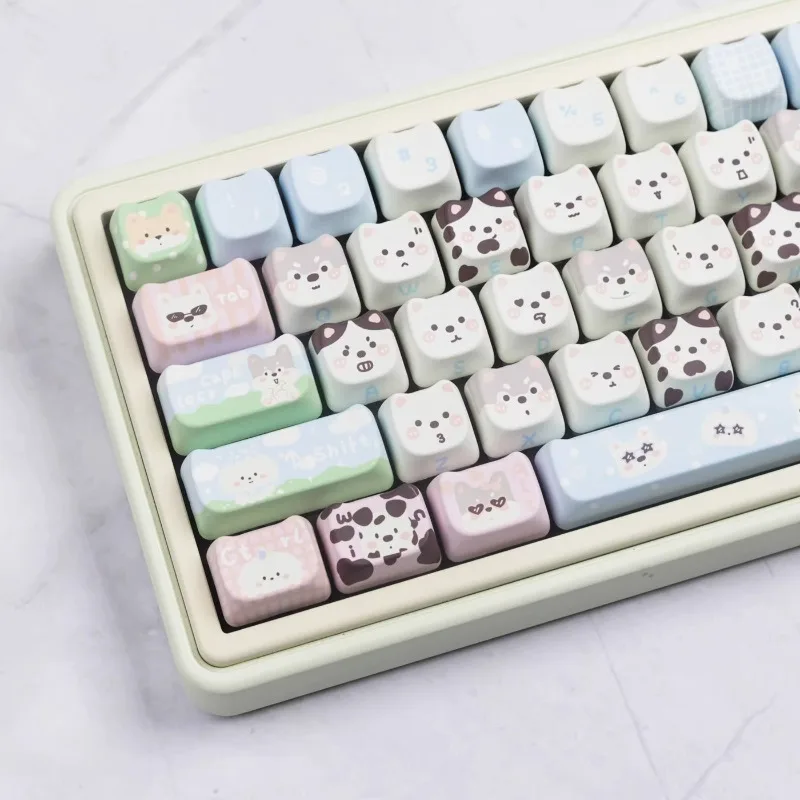 Cute Puppy Theme Keycaps 132 Keys PBT Sublimation MAO Profile Customized Keycaps Gaming Mechanical Keyboard Accessories Gifts