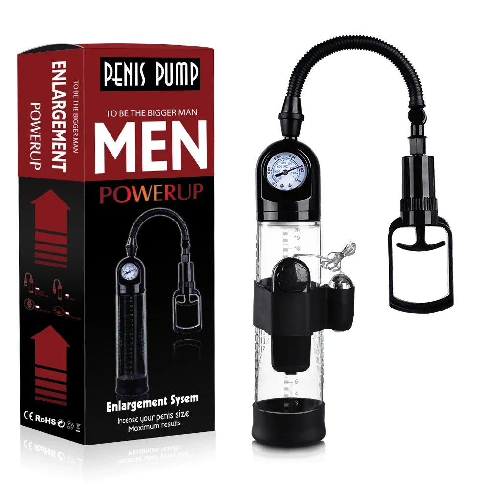 Pompe à pénis sous vide manuelle pour homme avec vibrateur, extension de pénis