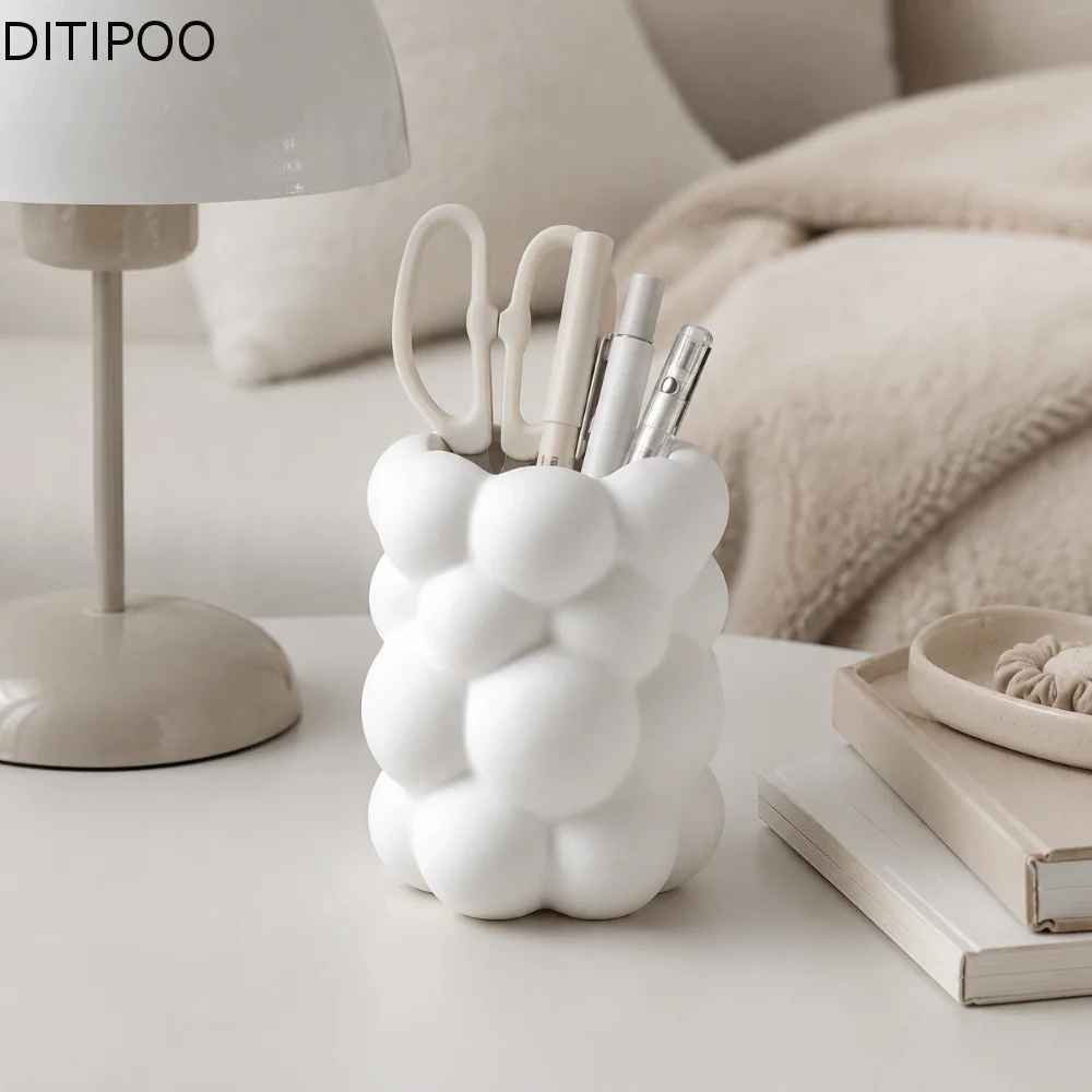 3D Printed Desk Storage Box Nordic Style Cloud-shaped Desktop Organizer Ornaments Decoration Makeup Brush Storage Home Decor