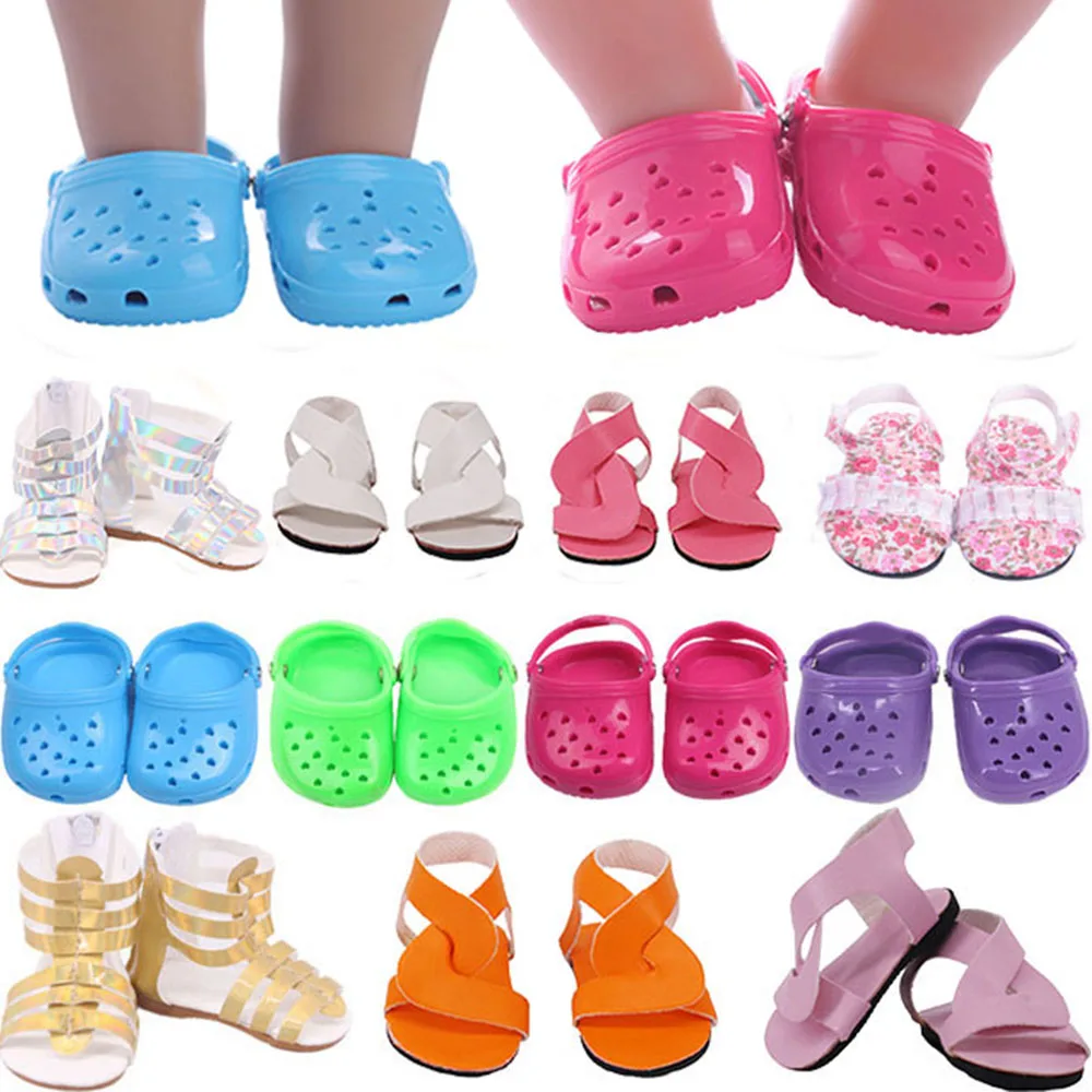 Doll Shoes Summer Plastic PU Hole Beach Sandals Fit 18 Inch Girl& 43 Cm Reborn Baby&43 Cm Nenuco Doll ,Holiday Gift For Children