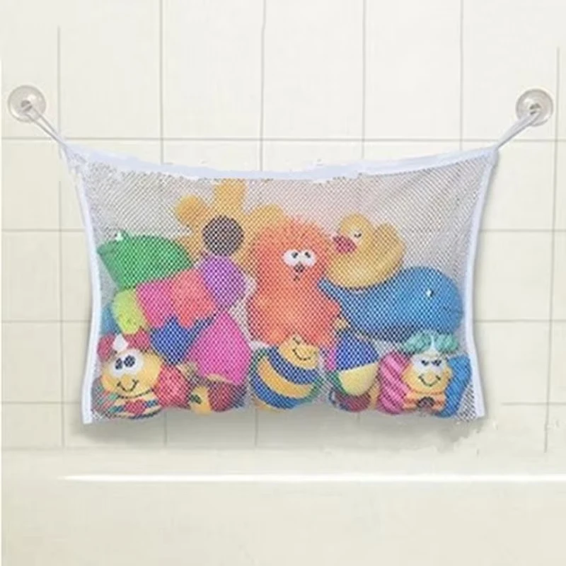 Bathroom Mesh Bath Bag Shower Bath Toy Storage Mesh with Strong Suction Cups Toy Bag Net Bathroom Storage Organizer