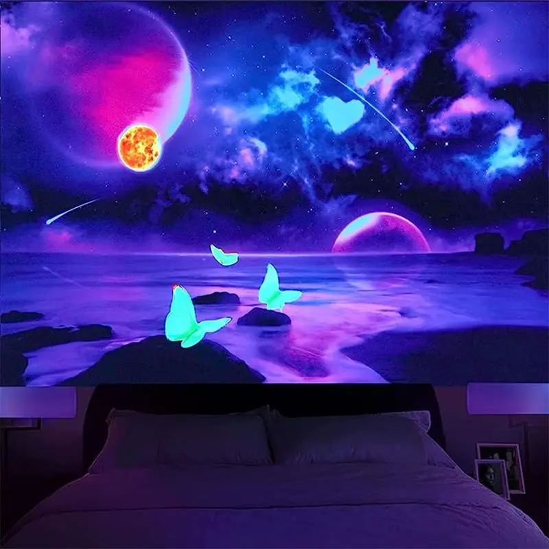 VIKAMA Star Coast Butterfly Tapestry, Coastal Wall Hanging Background Cloth for Dreamy Living Room Aesthetic Home Decor