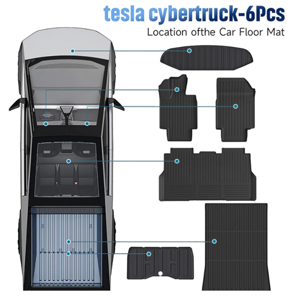 

SXMA Car Floor Mat Front & Rear Automotive Carpet Floor Mats Fit for Cybertruck 1001