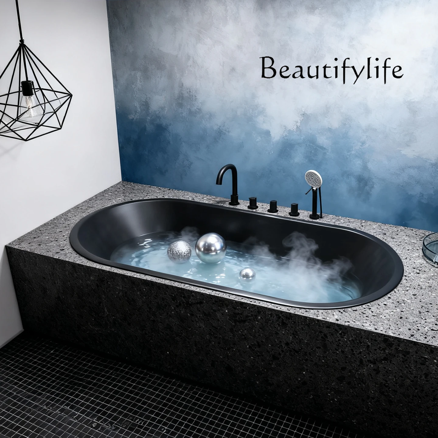 Matte black oval embedded small apartment acrylic household thin edge color table bathtub
