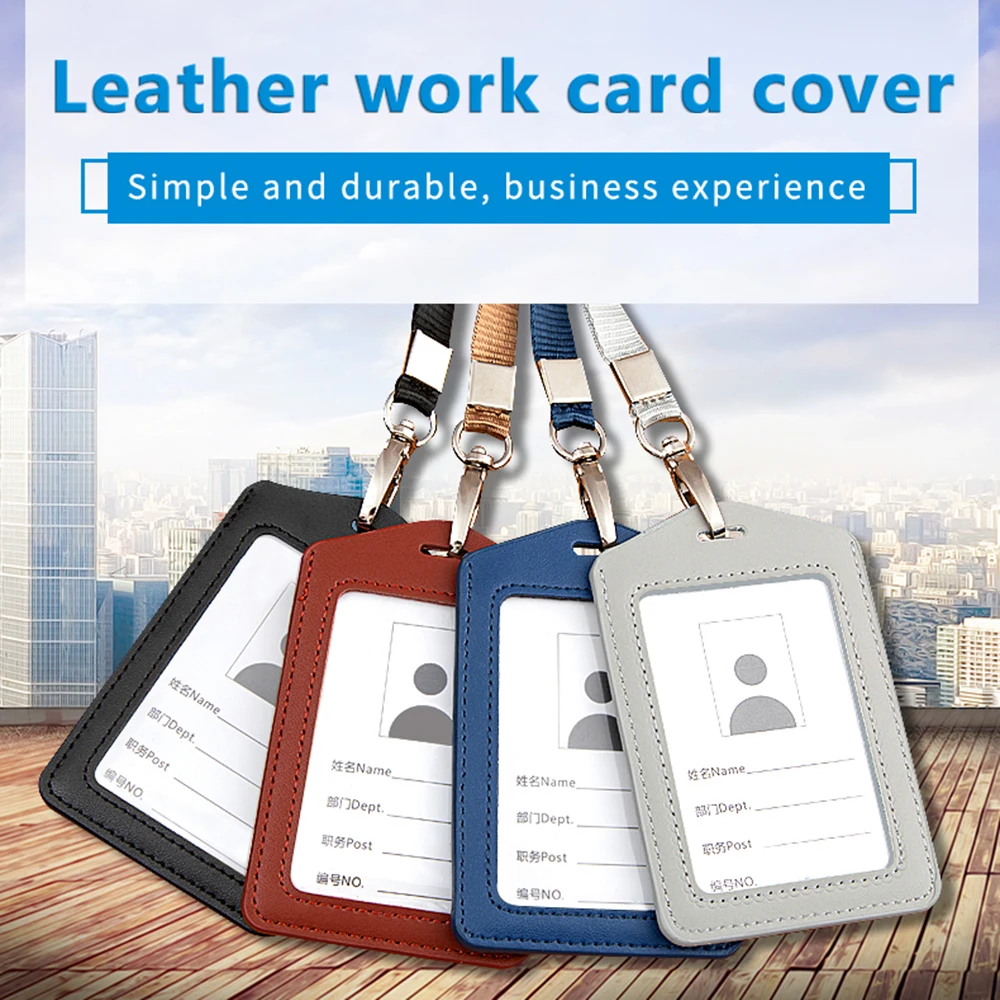 Office Access Card Holder Work Certificate Identity With Neck Lanyard Name ID Card Cover Badge Card Case Credit Card Holder