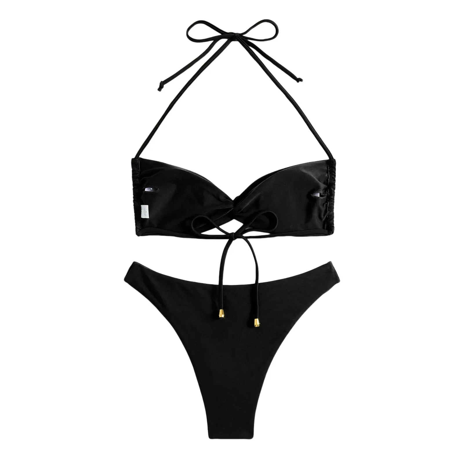 Halter Bodysuit Push Up Swimsuit Women's Two Piece Vintage Swimwear Vintage Pleated swimwear for women tummy control 2 piece