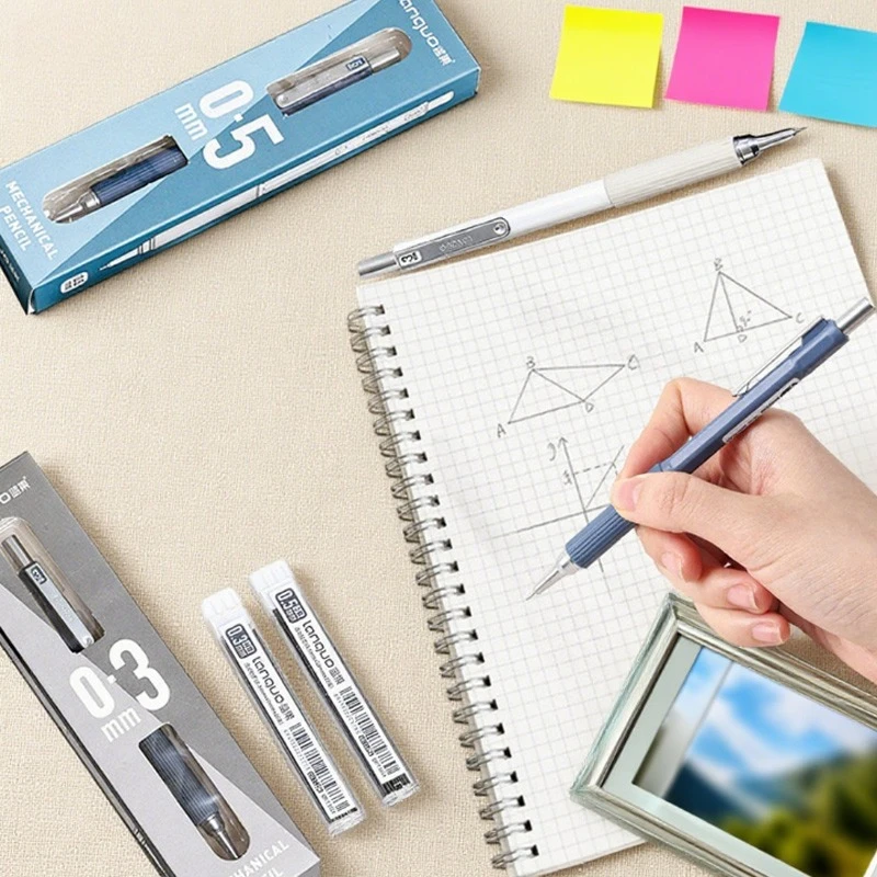 Automatic Pencil 0.3/0.5mm 2B Lead Core Low Center Gravity for Students Write Notes Comics Line Drawing Painting Sketch