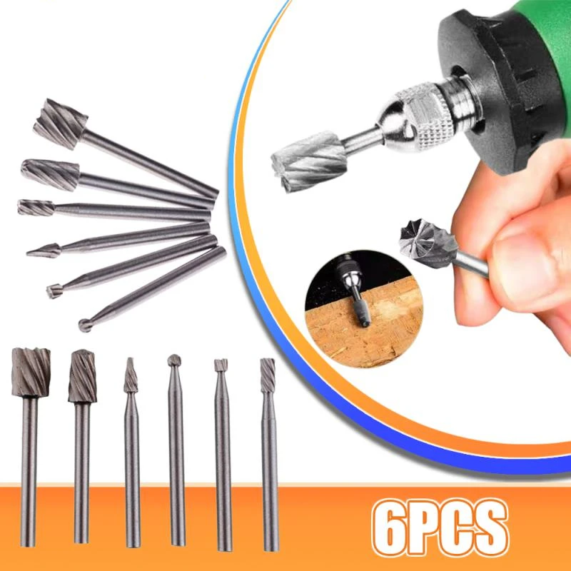 

6Pcs HSS Routing Router Drill Bits Set Milling Cutter Rotary Burr Tool CNC Engraving Abrasive Tools Wood Metal Milling Cutter